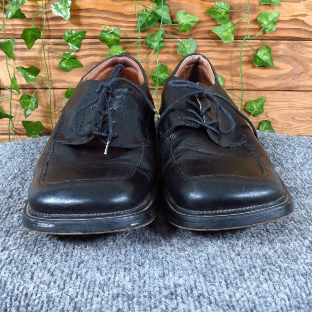 Aldo Men Square Toe Oxford Shoes Sz 44 Dress Formal Black Leather Made in Italy